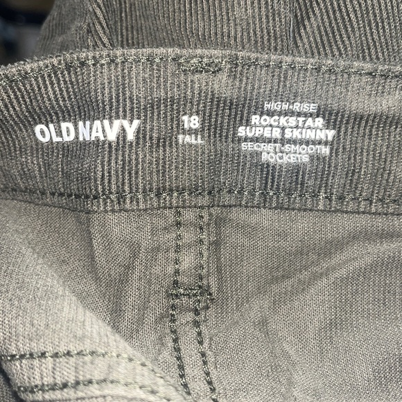 NWT Old Navy olive green corduroy high rise Rockstar super skinny jeans 18 tall - Picture 6 of 8